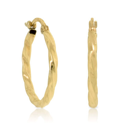 18MM Twisted Hoop Earrings 14K