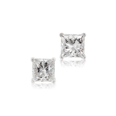 Princess Cut Diamond Solitaire Stud Earrings 14K, 3/4 ctw.