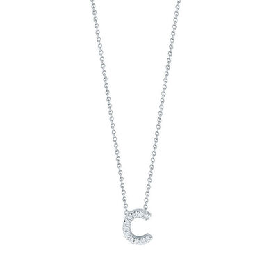 Roberto Coin 18k White Gold Tiny Treasures Diamond Love Letter “C” Necklace