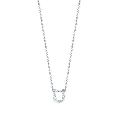 Roberto Coin 18k White Gold Tiny Treasures Diamond Love Letter “U” Necklace