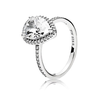 Pandora Sparkling Teardrop Halo CZ Ring