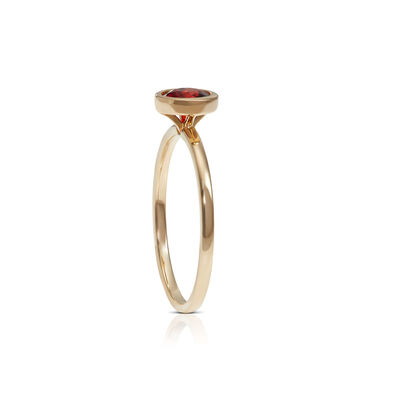 Bezel Set Round Garnet Ring 14K