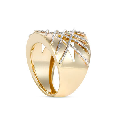 Toscano Two-Tone Open Lattice Ring, 14K White and Yellow Gold Size 7