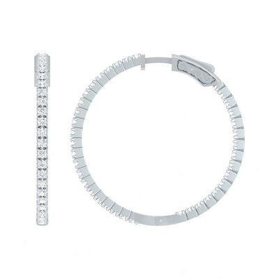 Inside Outside Diamond Hoop Earrings, 14K Yellow Gold
