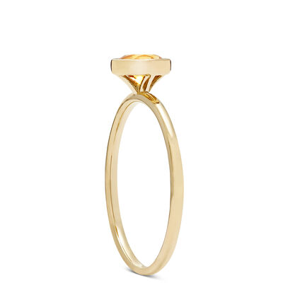 Round Bezel Set Citrine Ring, 14K