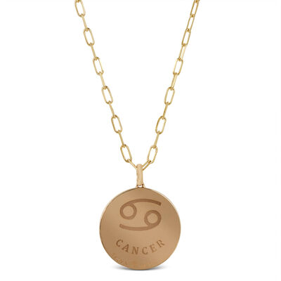 Ikuma Canadian Diamond Cancer Zodiac Necklace, 14K Yellow Gold