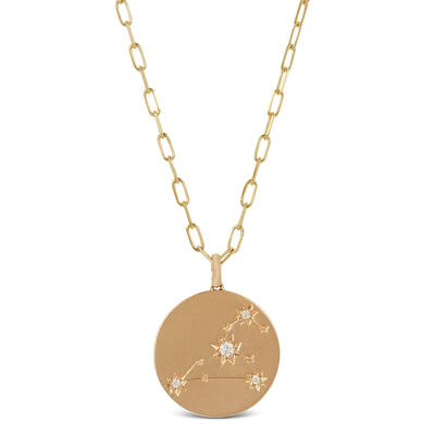 Ikuma Canadian Diamond Leo Zodiac Necklace, 14K Yellow Gold