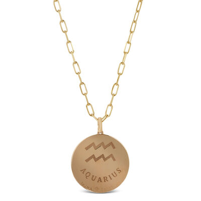 Ikuma Canadian Diamond Aquarius Zodiac Necklace, 14K Yellow Gold