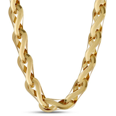 Toscano 18-Inch Infinity Silk and Polished Link Necklace, 14K Yellow Gold
