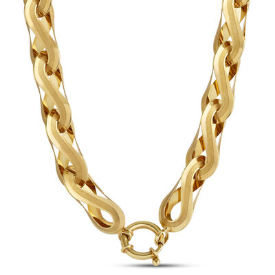Toscano 18-Inch Infinity Silk and Polished Link Necklace, 14K Yellow Gold