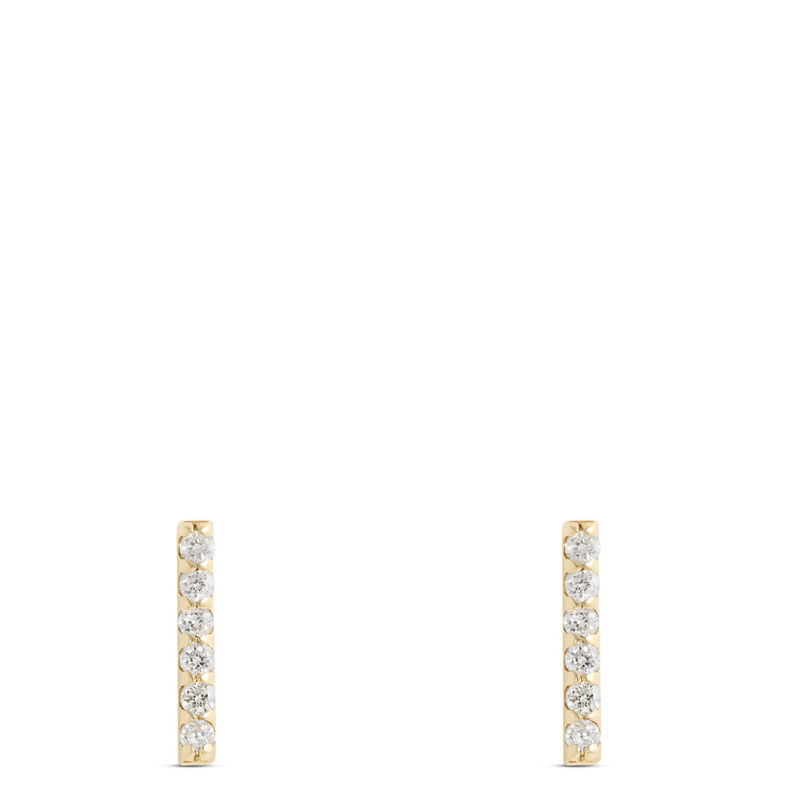 Round Diamond Bar Earrings, 14K Yellow Gold image number 0