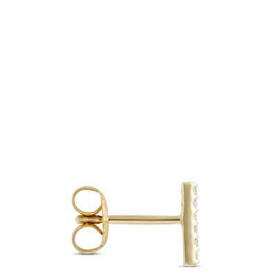 Round Diamond Bar Earrings, 14K Yellow Gold