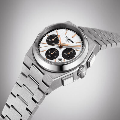Tissot PRX Automatic Chronograph Watch Rose Gold Details, 41.5mm