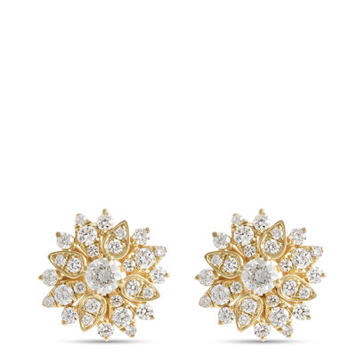 Floral Diamond Studs, 14K Yellow Gold