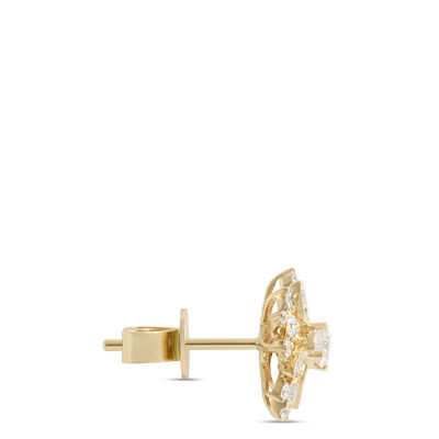 Floral Diamond Studs, 14K Yellow Gold