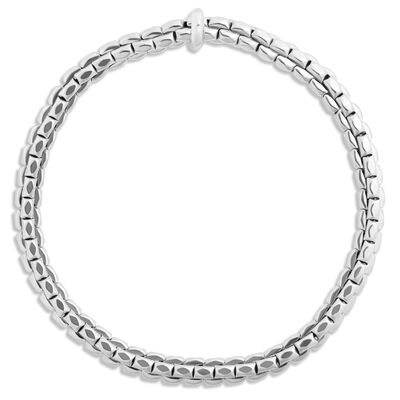 Toscano 8-Inch Stretchy Faceted Link Bracelet, 14K White Gold
