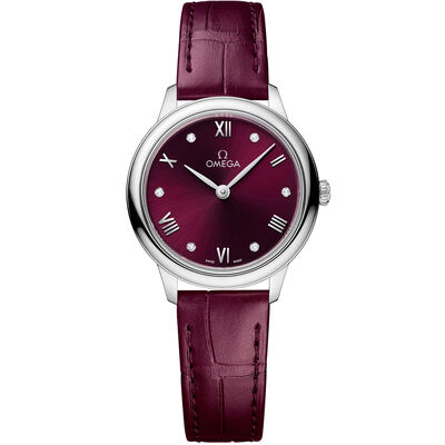 OMEGA De Ville Prestige Red Dial Watch, 27.5mm