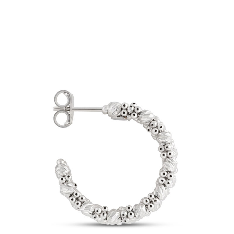 Toscano Two-Row Beaded Hoop Earrings, 14K White Gold image number 1