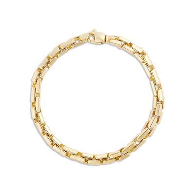 Toscano 8.5-Inch Round Brick Link Bracelet, 14K Yellow Gold