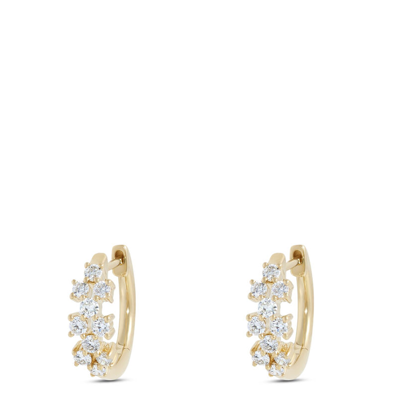 13MM Diamond Hoop Earrings, 14K Yellow Gold image number 0