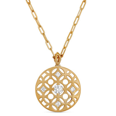 Ben Bridge Signature Diamond Pendant Necklace on Paperclip Chain, 18K Yellow Gold