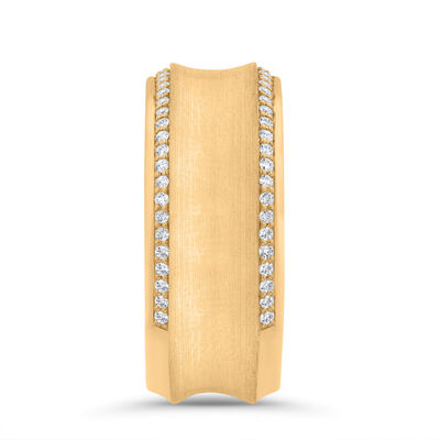Bella Ponte Brushed Concave Diamond Band in 14K Yellow Gold
