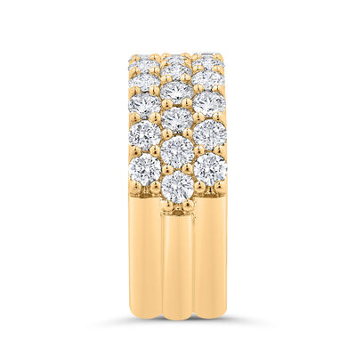 Bella Ponte Three-Row Tiger Set Diamond Bridal Ring, 14K Yellow Gold