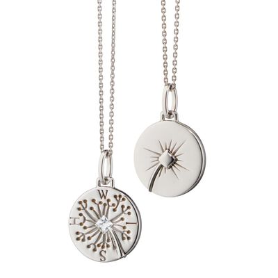 Monica Rich Kosann "Wish" Dandelion Intaglio Charm with Princess Cut Sapphire, Sterling Silver