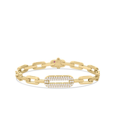 Roberto Coin 18k Yellow Gold Navarra Single Large Pave Diamond Link Bracelet