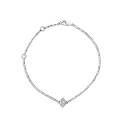 Seven-Inch Marquise Diamond Bracelet, 14K White Gold