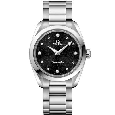 OMEGA Seamaster Aqua Terra 150M Steel on Steel Strap Black Dial Watch, 28mm