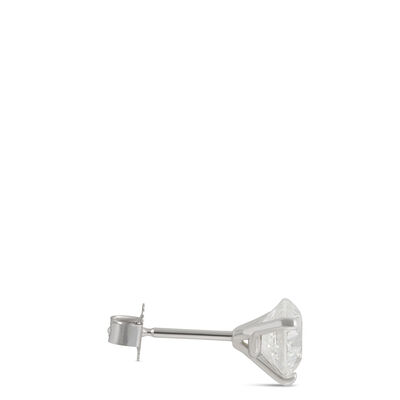 Three Prong Round Diamond Studs, 14K White Gold
