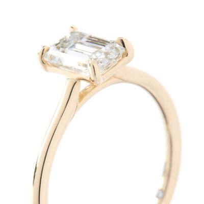 Bella Ponte “Whisper” Emerald Cut Diamond Engagement Ring, 14K Yellow Gold