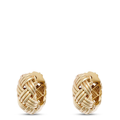Toscano Basket Weave Hoops, 14K Yellow Gold