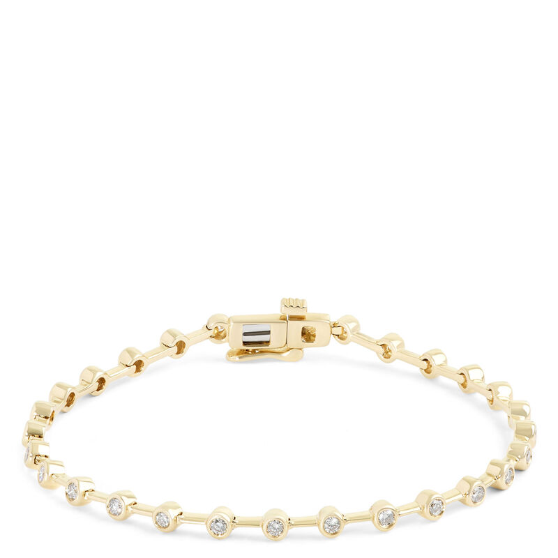 Bezel Set Diamond Tennis Bracelet, 7-inches, 14K Yellow Gold image number 0