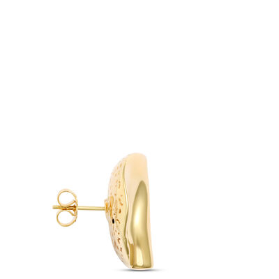 Toscano 20MM Rippled Button Stud Earrings, 14K Yellow Gold