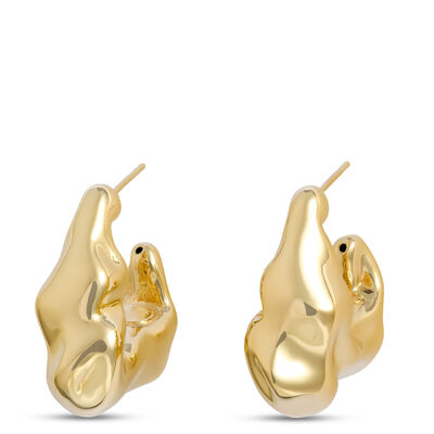 Toscano Freeform Hoop Earrings, 14K Yellow Gold