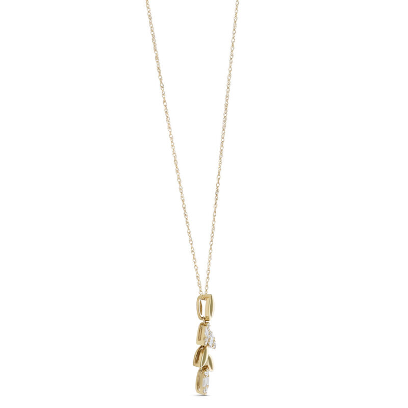 Floral Shapes Diamond Drop Pendant, 14K Yellow Gold image number 2