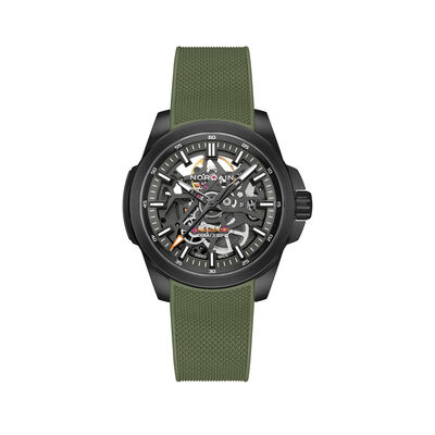 NORQAIN Independence Skeleton Anthracite Dial Watch, 40mm