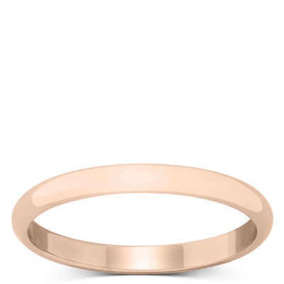 Rose Gold Polished Rounded 2mm Band 18K